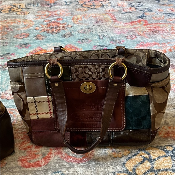 REHAB Vintage Coach Brown and Patchwork Shoulder Bags - Picture 3 of 14